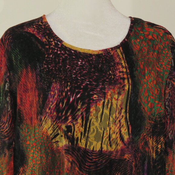 Pause Café Multicolored Long Sleeve Lined Pullover Top Size 48 (US 16) (C1134) - Picture 1 of 7